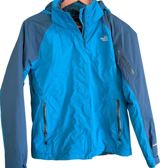 North Face Womens Thermoball Jacket S Blue Coat Hood Puffy Ski Hike Camp